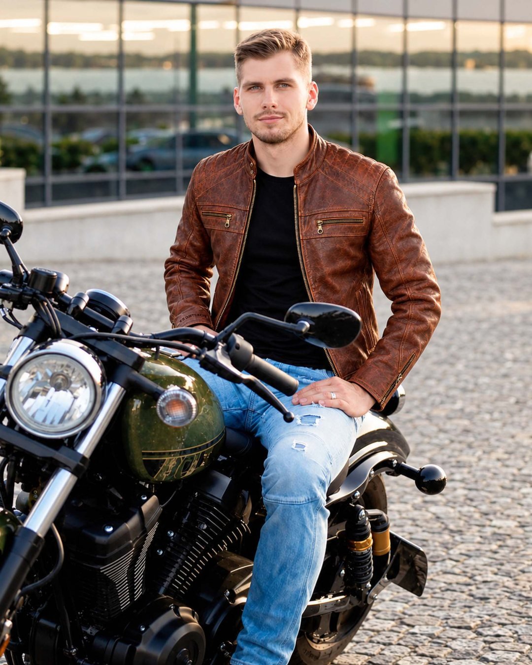 Chaqueta de cuero de hombre Rust Rider
